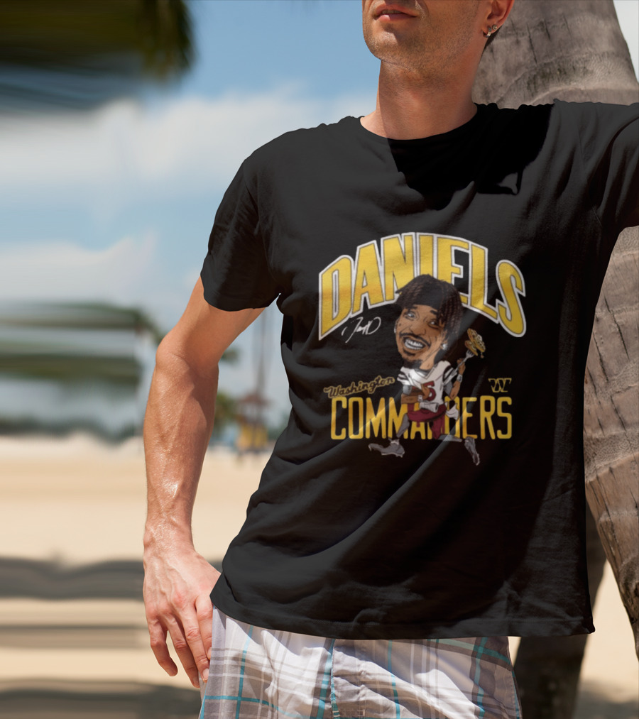 Daniels 7 Washington Commanders Caricature Player Holding Waffle Fork T-Shirt