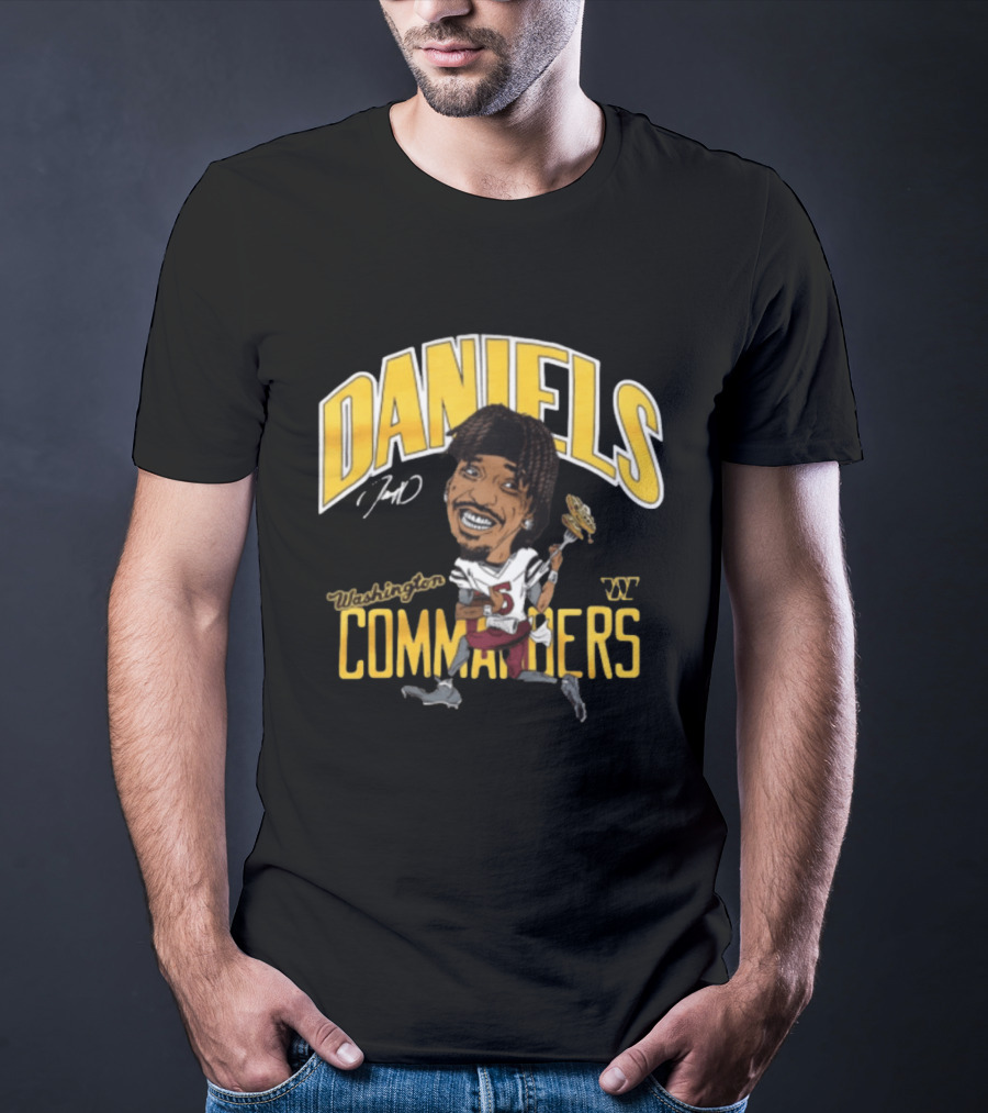 Daniels 7 Washington Commanders Caricature Player Holding Waffle Fork T-Shirt