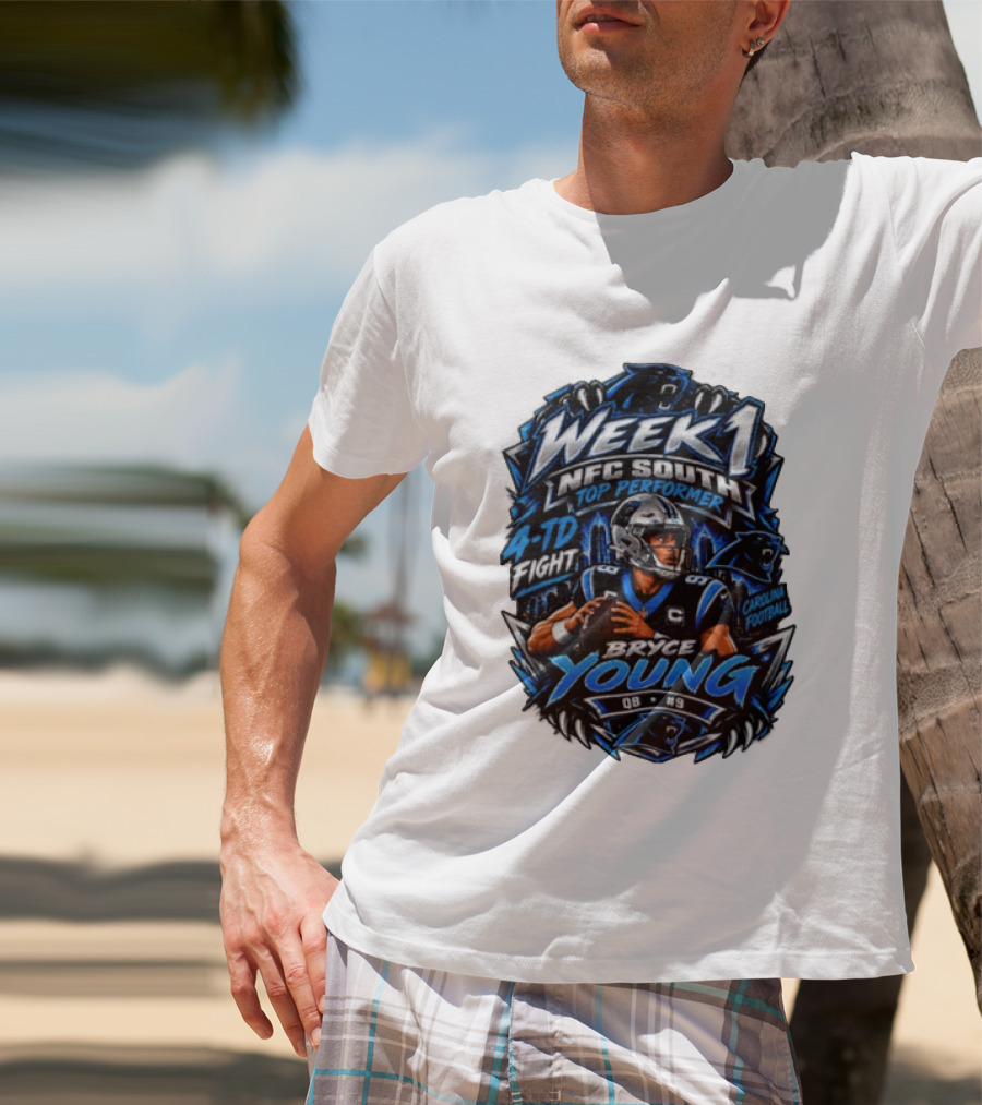 Week 1 NFC South Top Performer Bryce Young 4 TD Fight Carolina Football T-Shirt