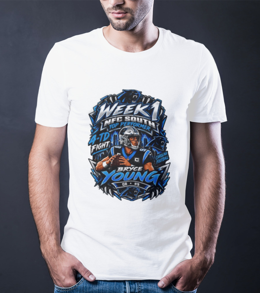 Week 1 NFC South Top Performer Bryce Young 4 TD Fight Carolina Football T-Shirt