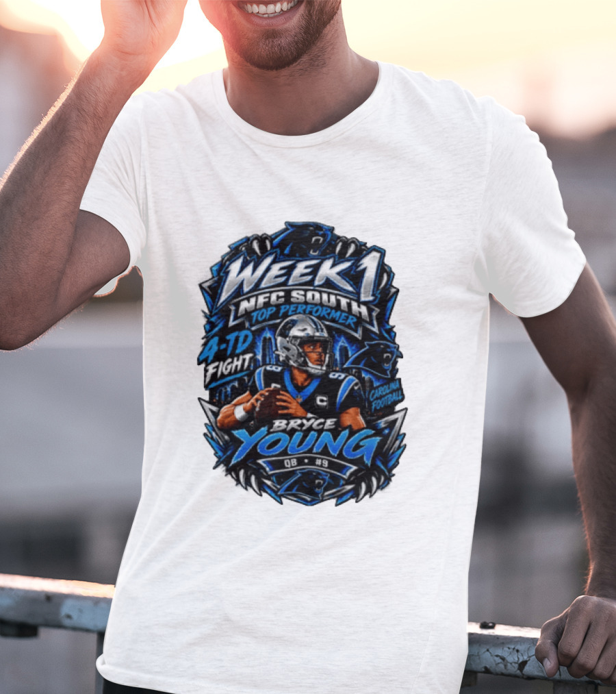 Week 1 NFC South Top Performer Bryce Young 4 TD Fight Carolina Football T-Shirt