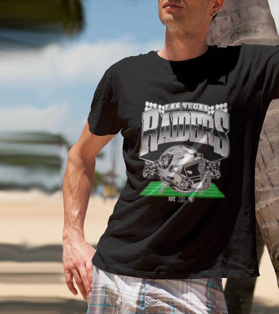 Las Vegas Raiders Football Helmet Stadium Field Lights NFL AFC T-Shirt