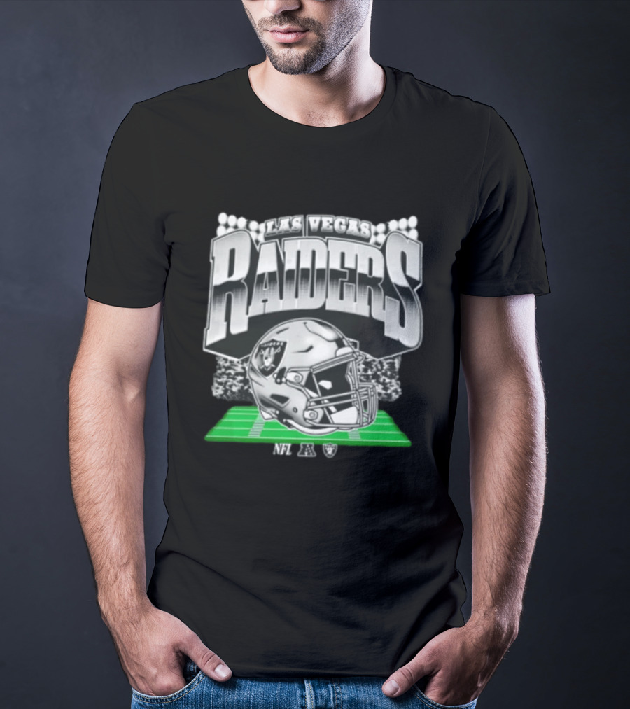 Las Vegas Raiders Football Helmet Stadium Field Lights NFL AFC T-Shirt