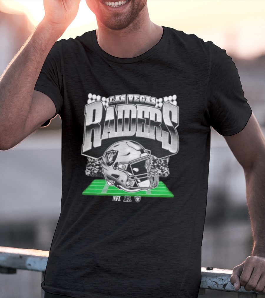 Las Vegas Raiders Football Helmet Stadium Field Lights NFL AFC T-Shirt