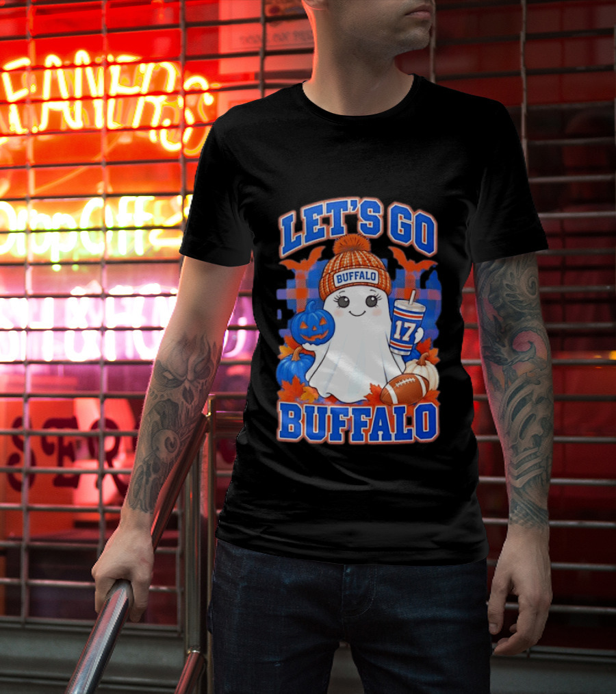 Let's Go Buffalo Ghost 17 Halloween Football Pumpkin Leaves T-Shirt