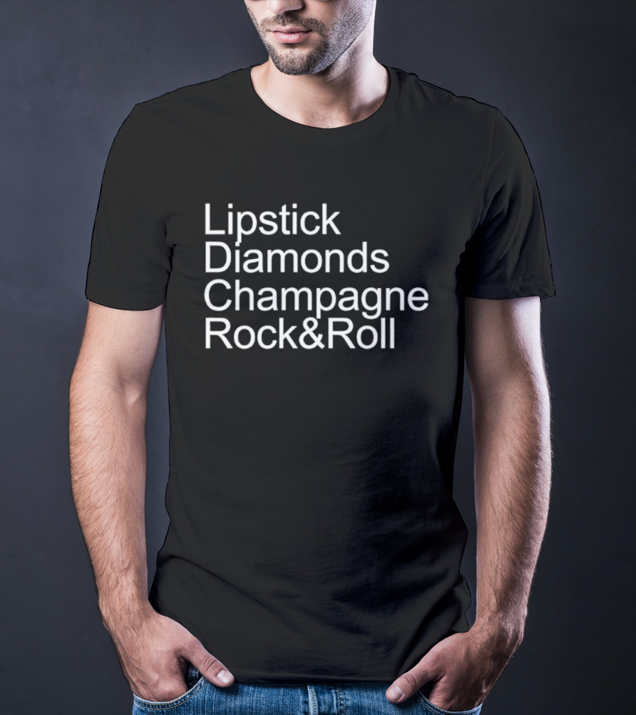 Lipstick Diamonds Champagne Rock & Roll T-Shirt