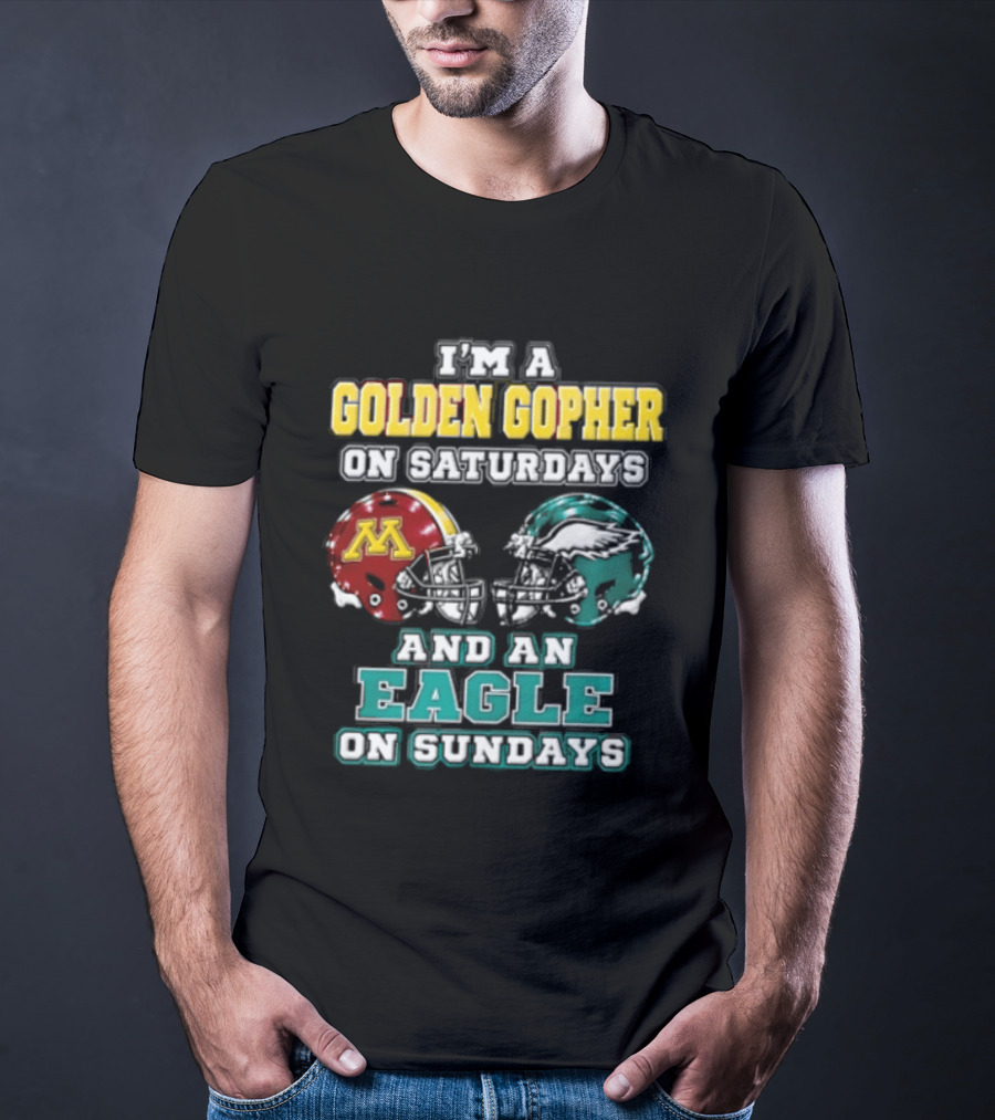 Golden Gopher On Saturdays Eagle On Sundays Helmets T-Shirt
