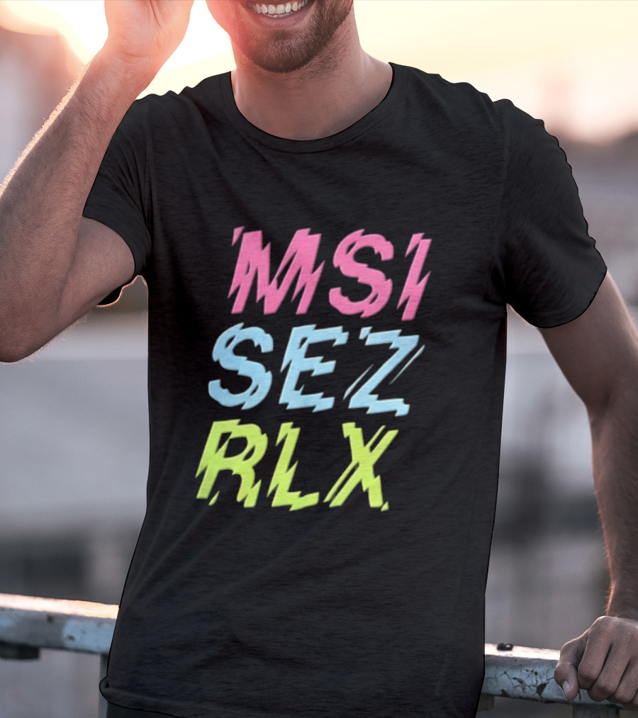 MSI SEZ RLX Glitch Neon Colors Pink Blue Yellow T-Shirt