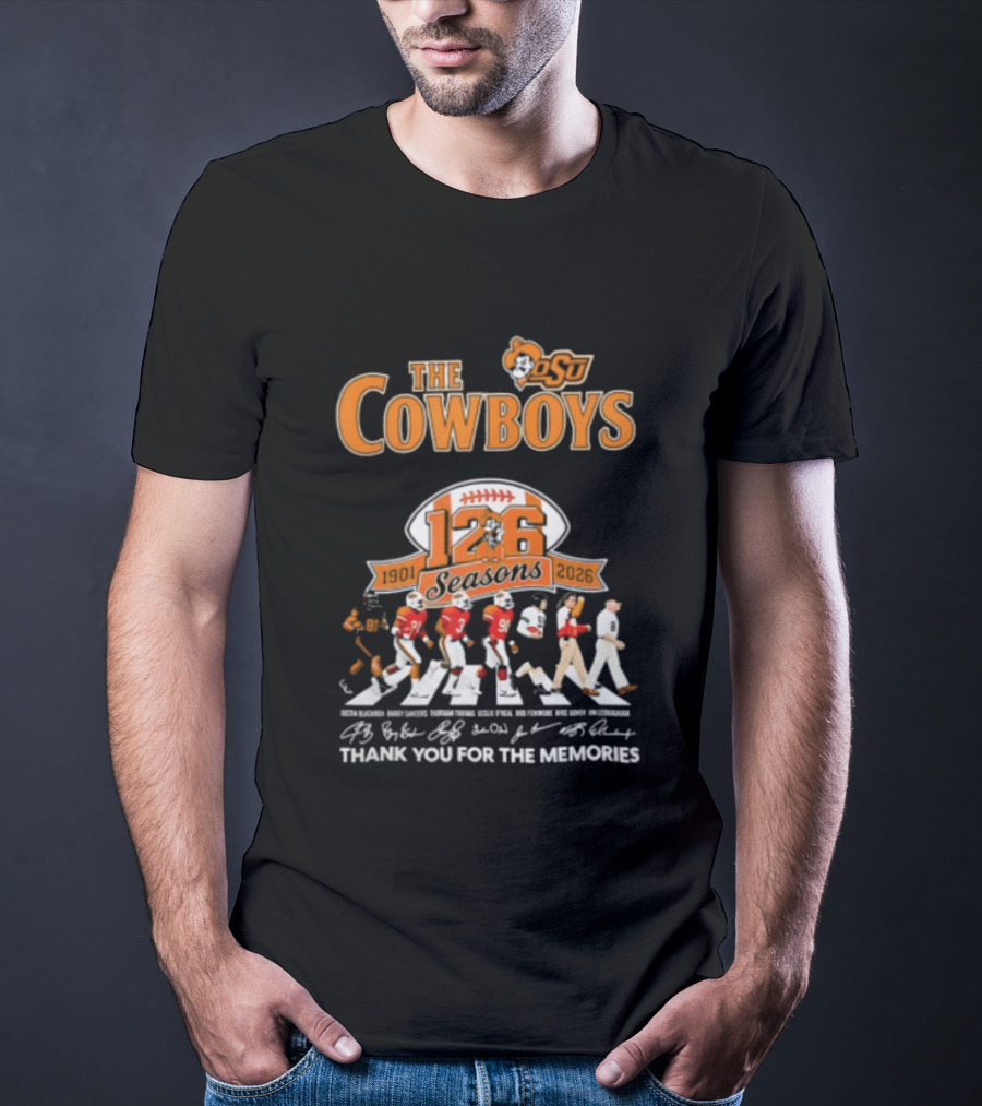 Oklahoma State University Cowboys 126 Seasons Thank You For The Memories 1901 2026 Signatures T-Shirt