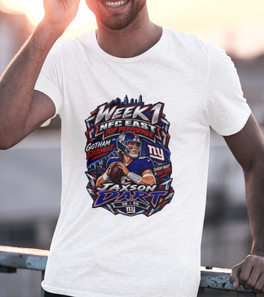 Week 1 NFC East Top Performer Jaxson Dart Gotham Statement Sunday Night New York T-Shirt