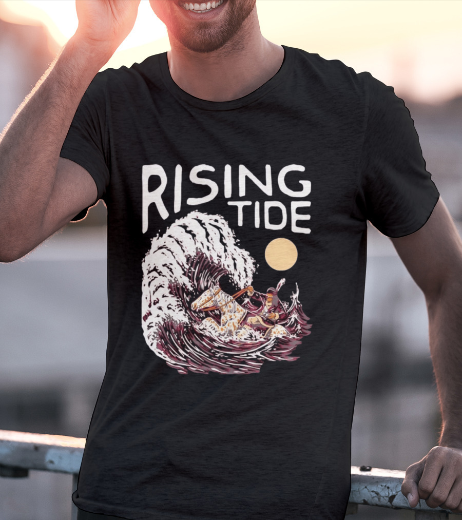 Rising Tide Surfing Horse Wave Native American Old Row T-Shirt
