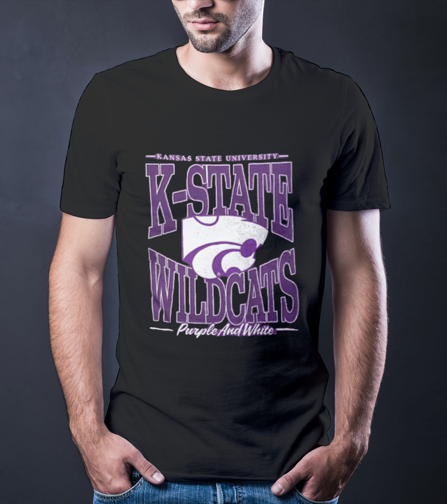 Kansas State University K State Wildcats Purple And White T-Shirt