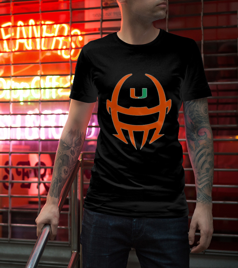 Miami Hurricanes Football Helmet Shape NCAA U T-Shirt