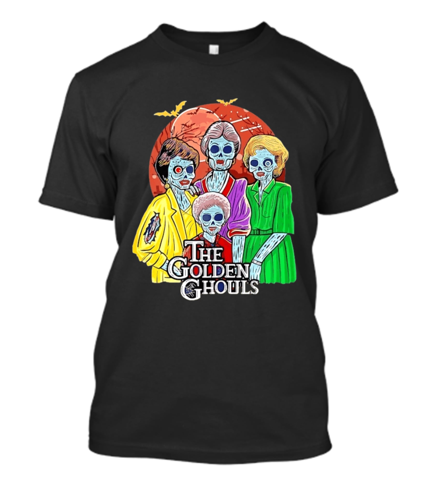 Halloween Zombie The Golden Ghouls Bat Moon T-Shirt