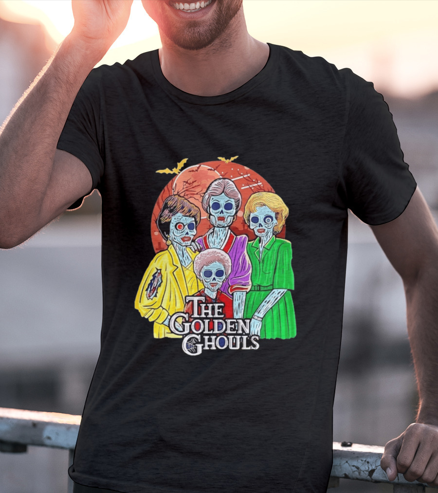 Halloween Zombie The Golden Ghouls Bat Moon T-Shirt