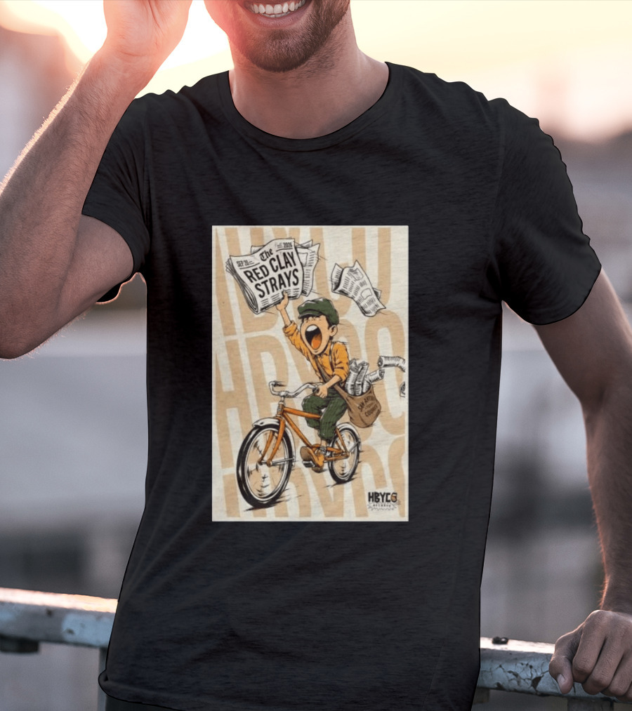 Red Clay Strays Sep 20 2026 San Antonio Frost Bank Center HBYCO Newsboy Bicycle T-Shirt