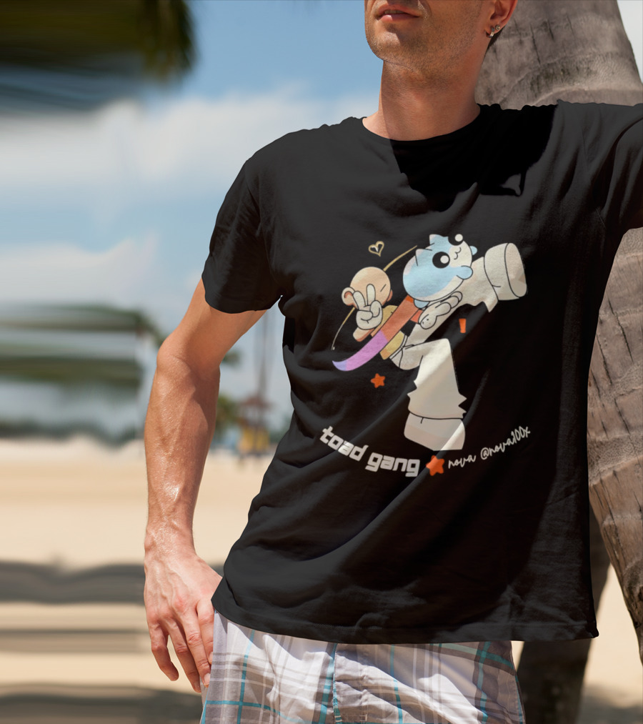 Toad Gang By Nova Nova100x Cartoon Character Peace Sign Colorful T-Shirt