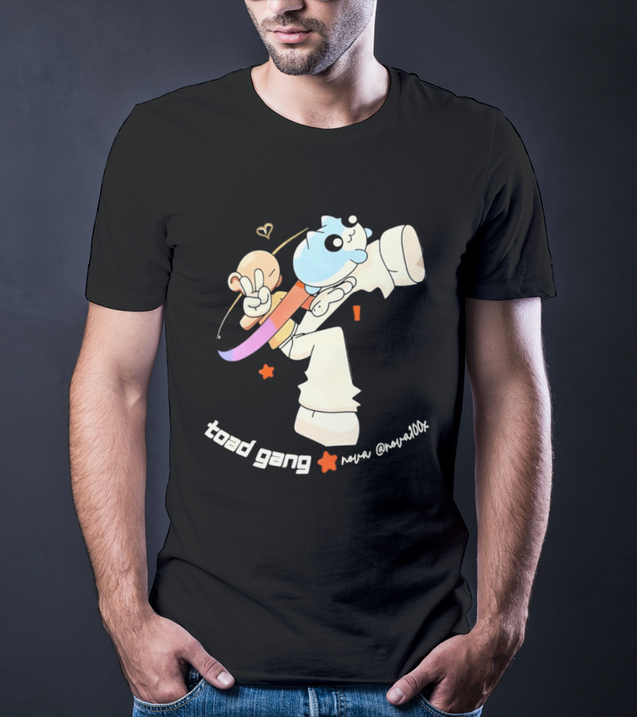 Toad Gang By Nova Nova100x Cartoon Character Peace Sign Colorful T-Shirt