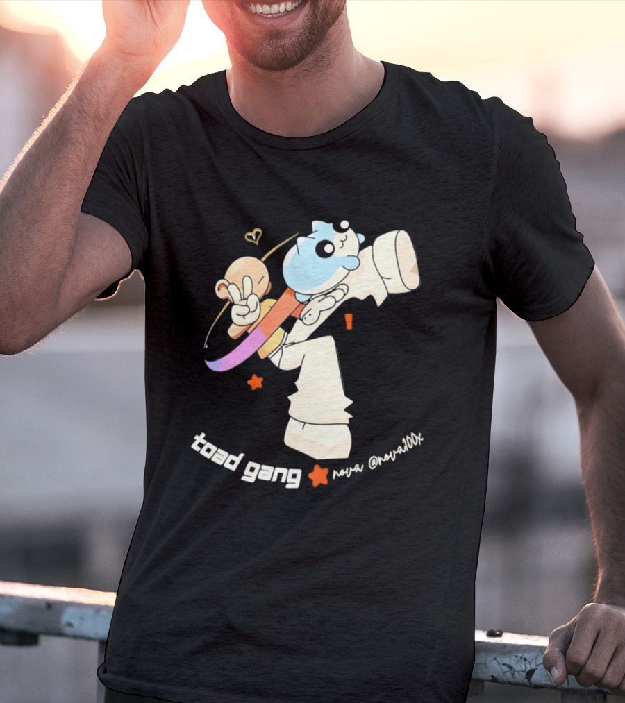 Toad Gang By Nova Nova100x Cartoon Character Peace Sign Colorful T-Shirt