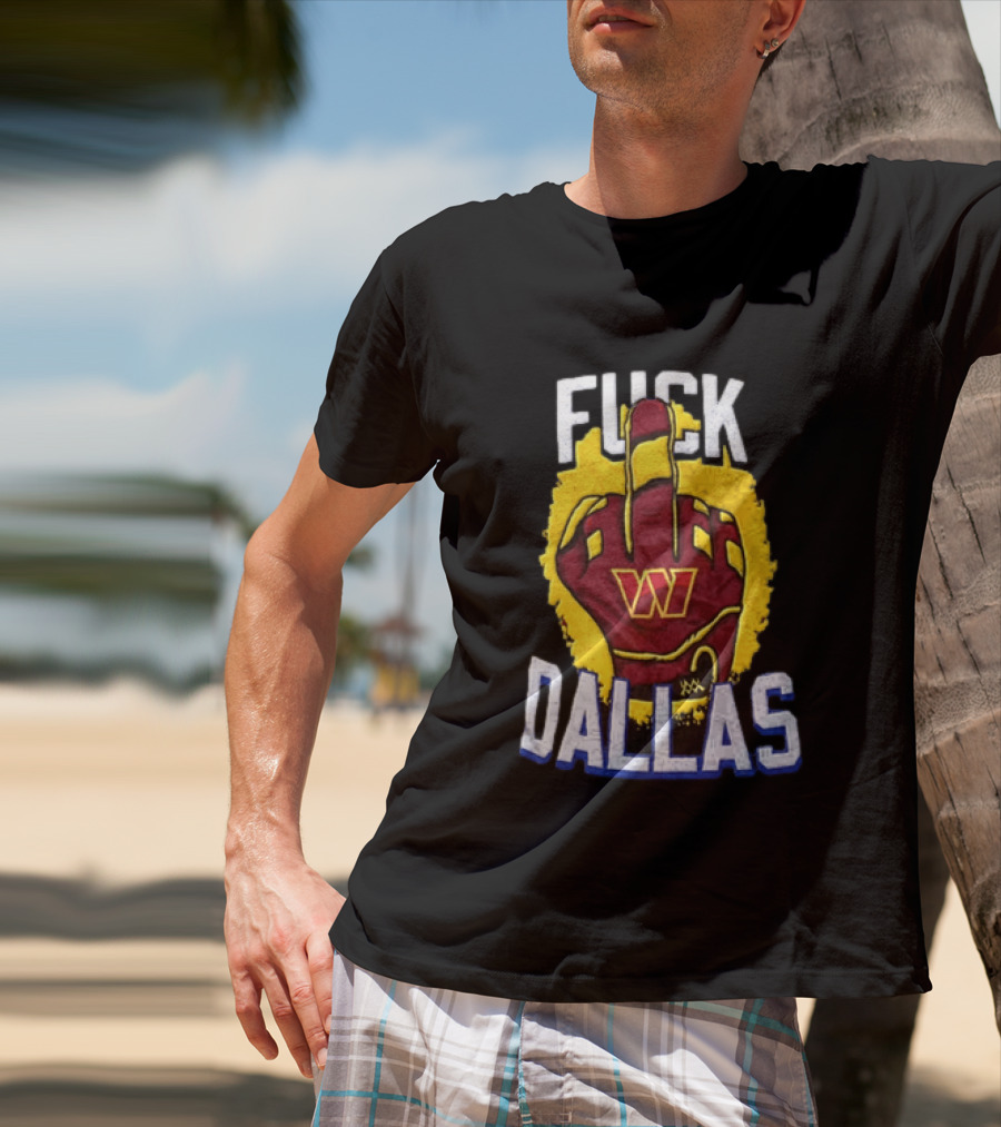 Raise Hail F*** Dallas Middle Finger Glove Red Yellow White Blue T-Shirt