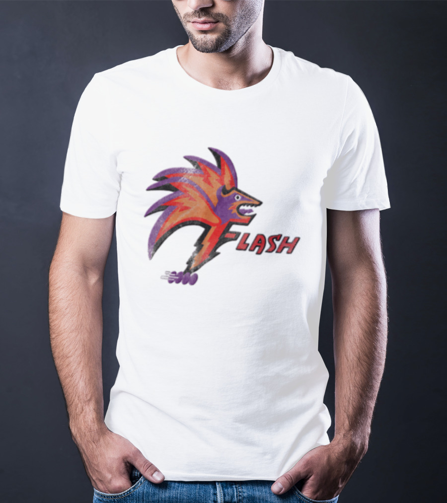 1993 Las Vegas Flash Purple And Orange Retro Wolf T-Shirt