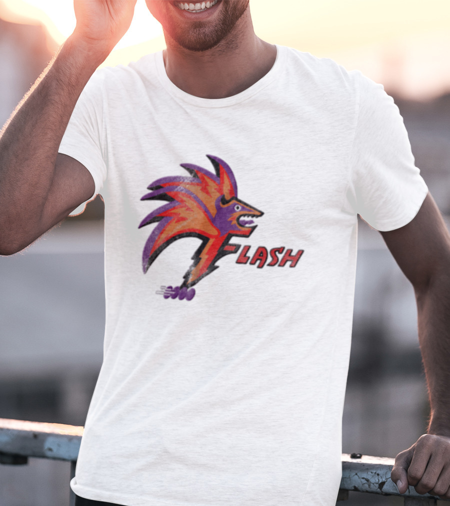 1993 Las Vegas Flash Purple And Orange Retro Wolf T-Shirt
