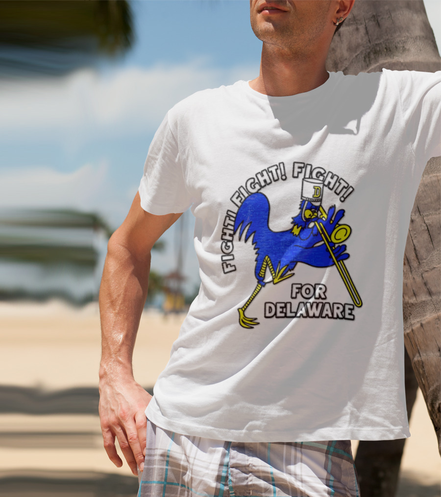 Delaware Blue Hens Fight Fight Fight For Delaware Chicken Trombone T-Shirt