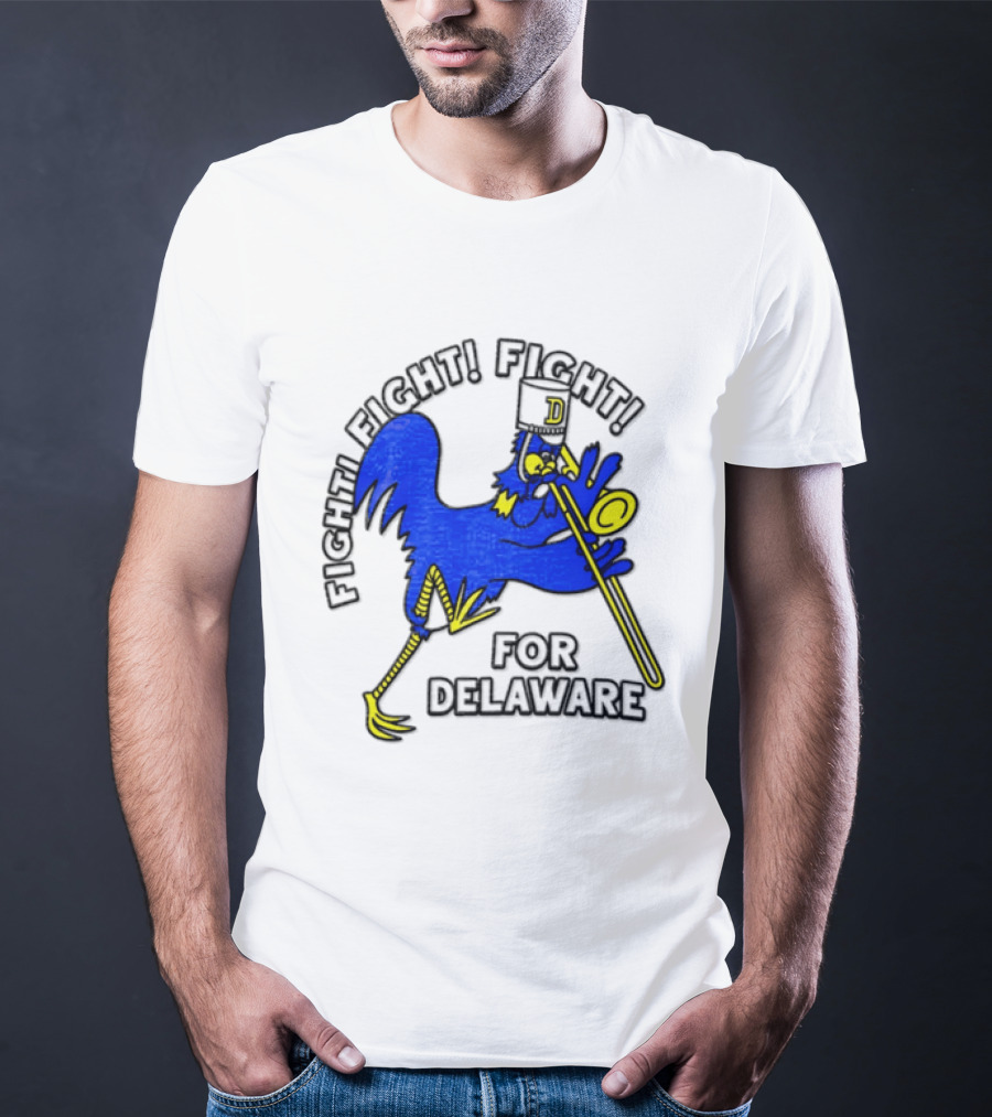 Delaware Blue Hens Fight Fight Fight For Delaware Chicken Trombone T-Shirt