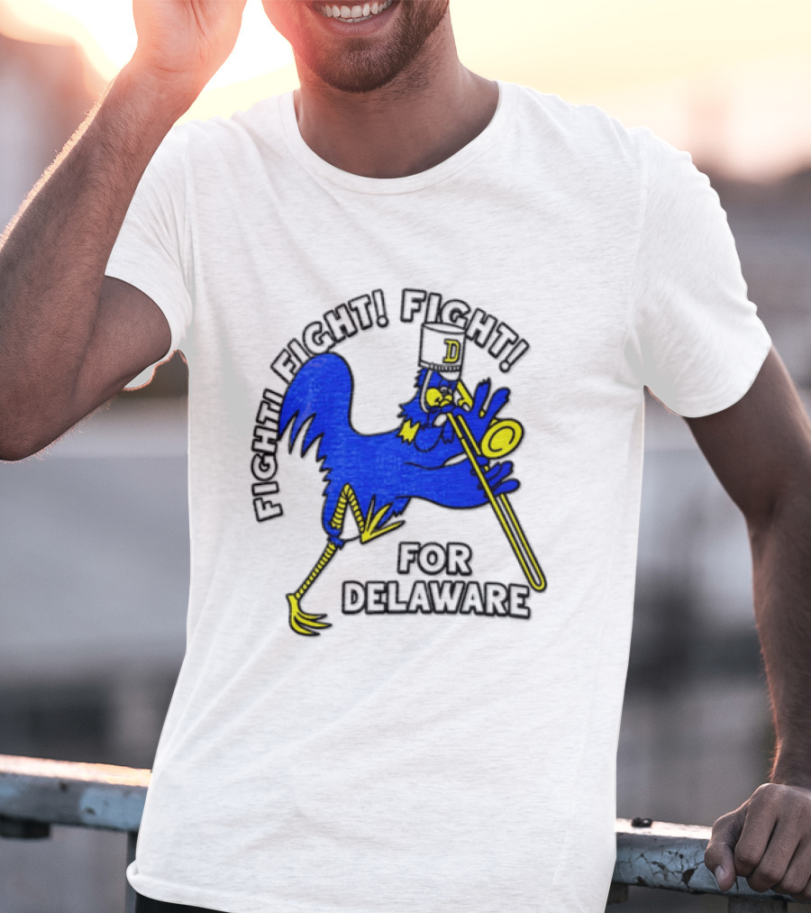 Delaware Blue Hens Fight Fight Fight For Delaware Chicken Trombone T-Shirt