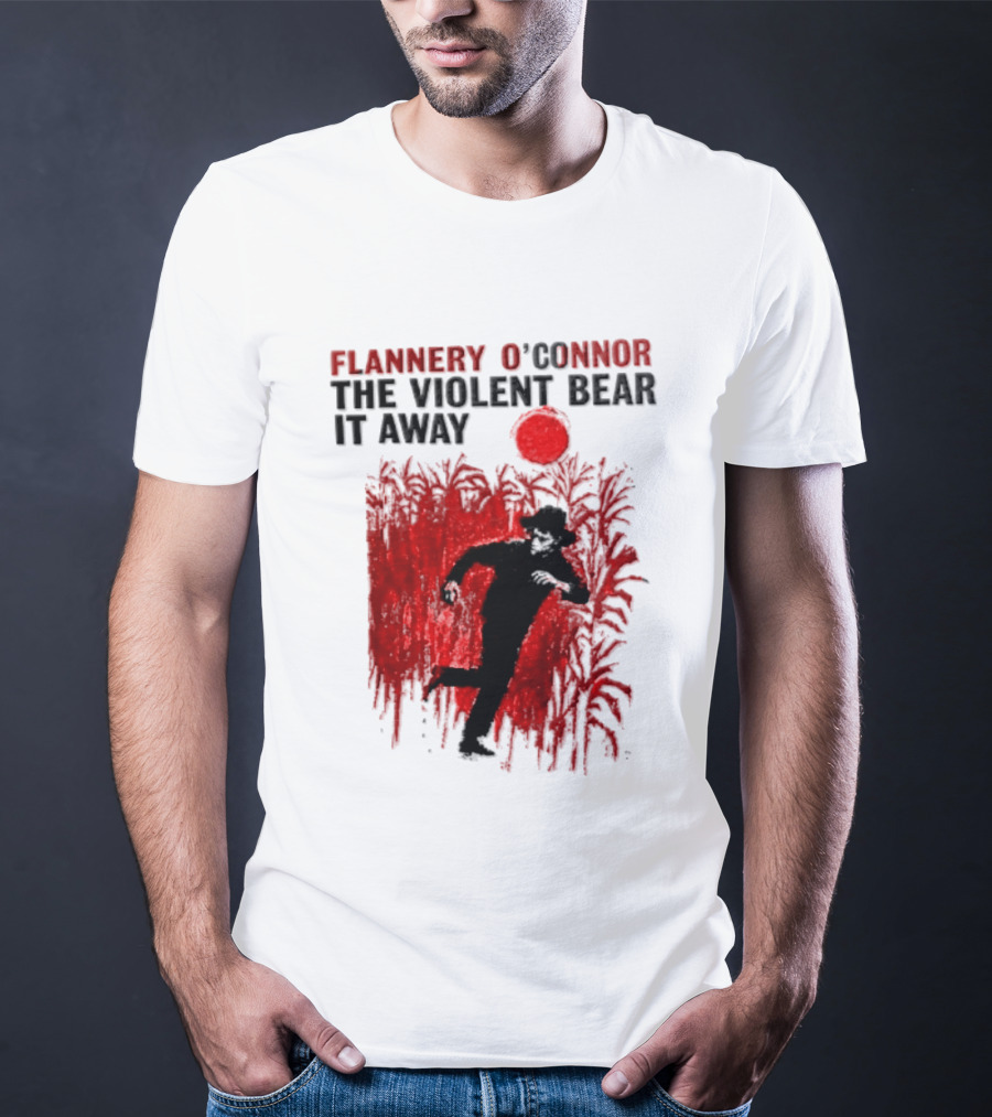 Flannery O'Connor The Violent Bear It Away Red Silhouette In Cornfield T-Shirt