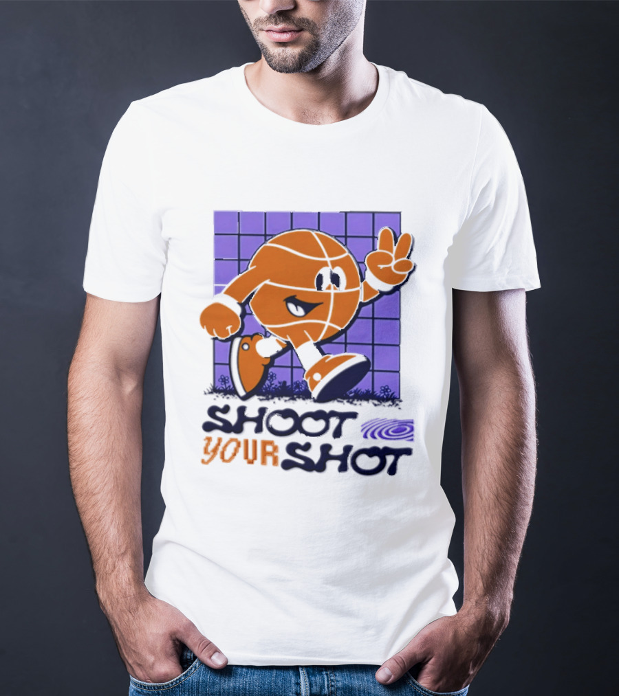 Shoot Your Shot Retro Basketball Character Peace Sign T-Shirt