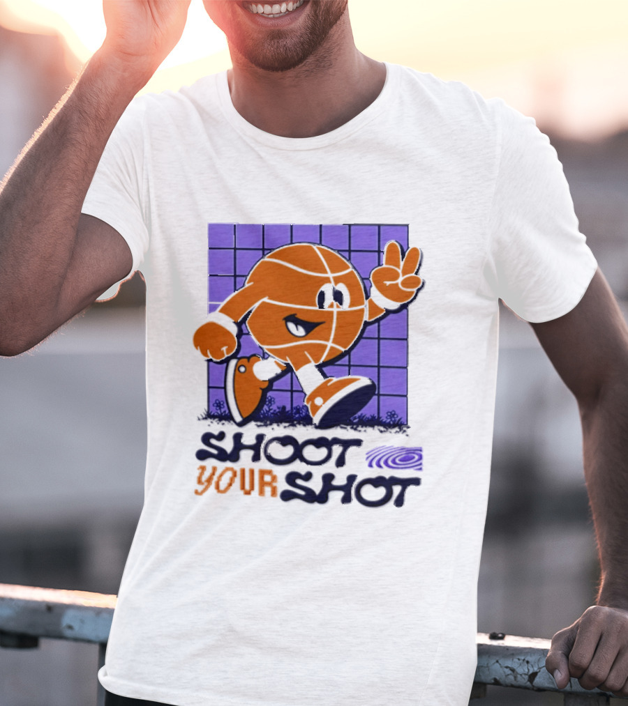Shoot Your Shot Retro Basketball Character Peace Sign T-Shirt