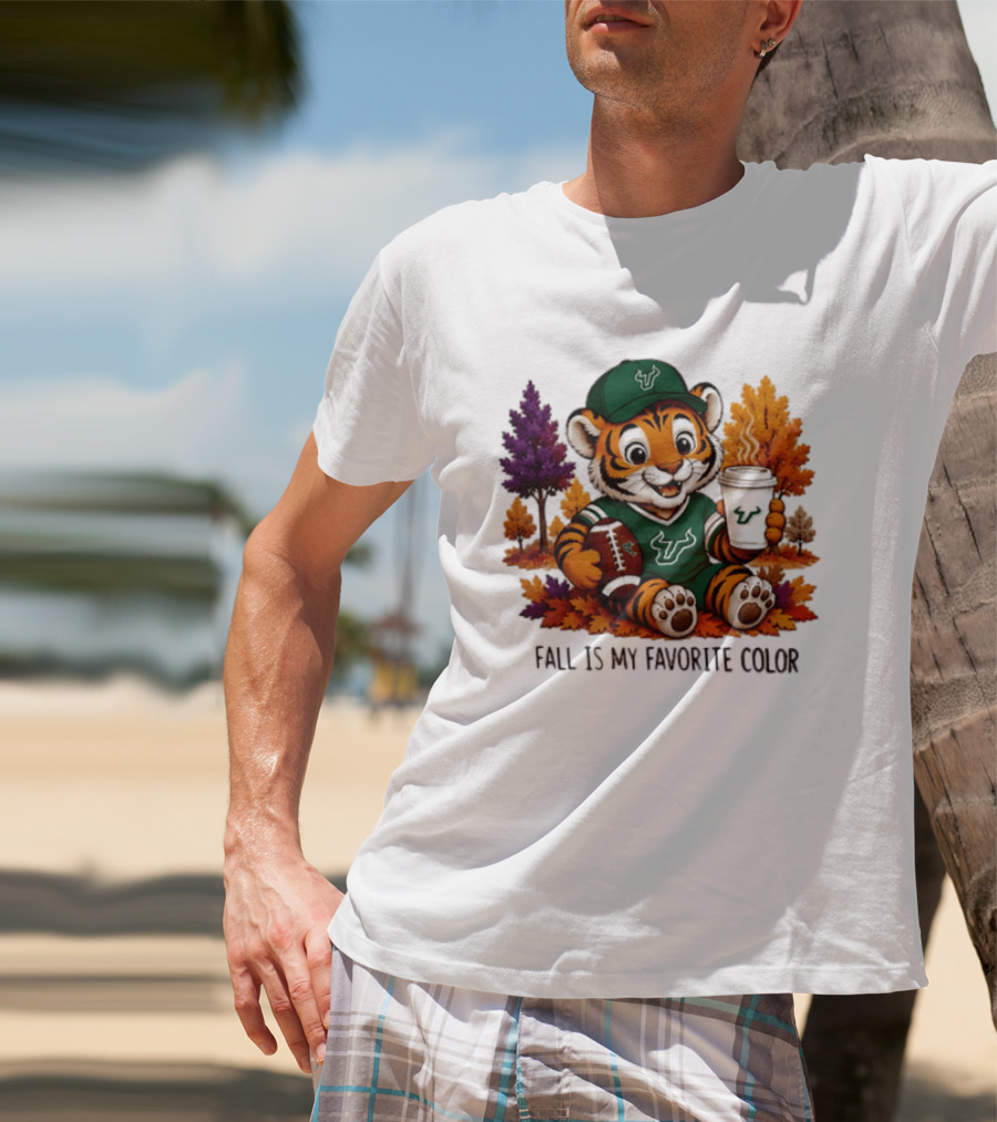 South Florida Bulls Fall Is My Favorite Color Football Tiger Cozy Autumn Vibes T-Shirt