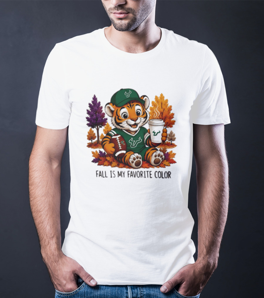 South Florida Bulls Fall Is My Favorite Color Football Tiger Cozy Autumn Vibes T-Shirt