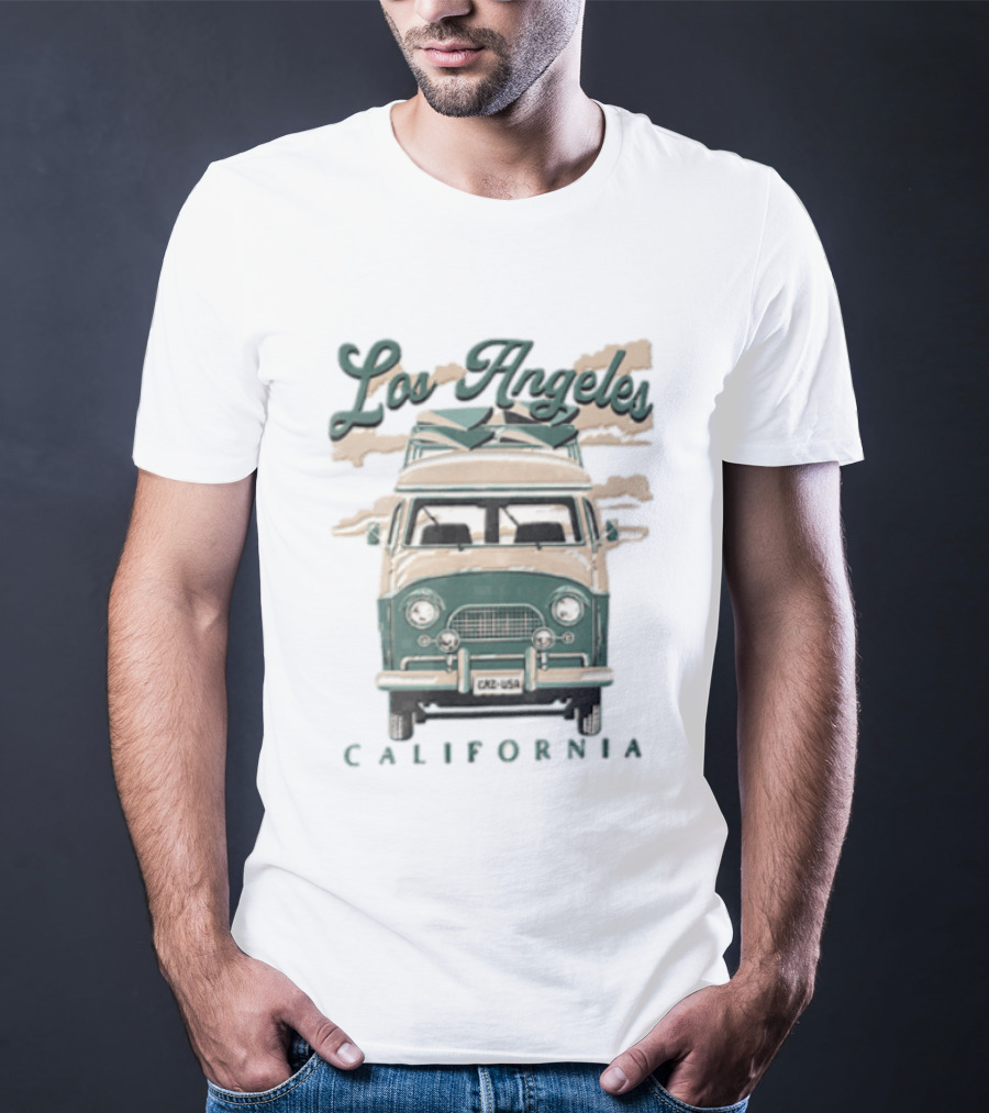 Los Angeles California Surf Van Vintage Style Retro Vibe T-Shirt