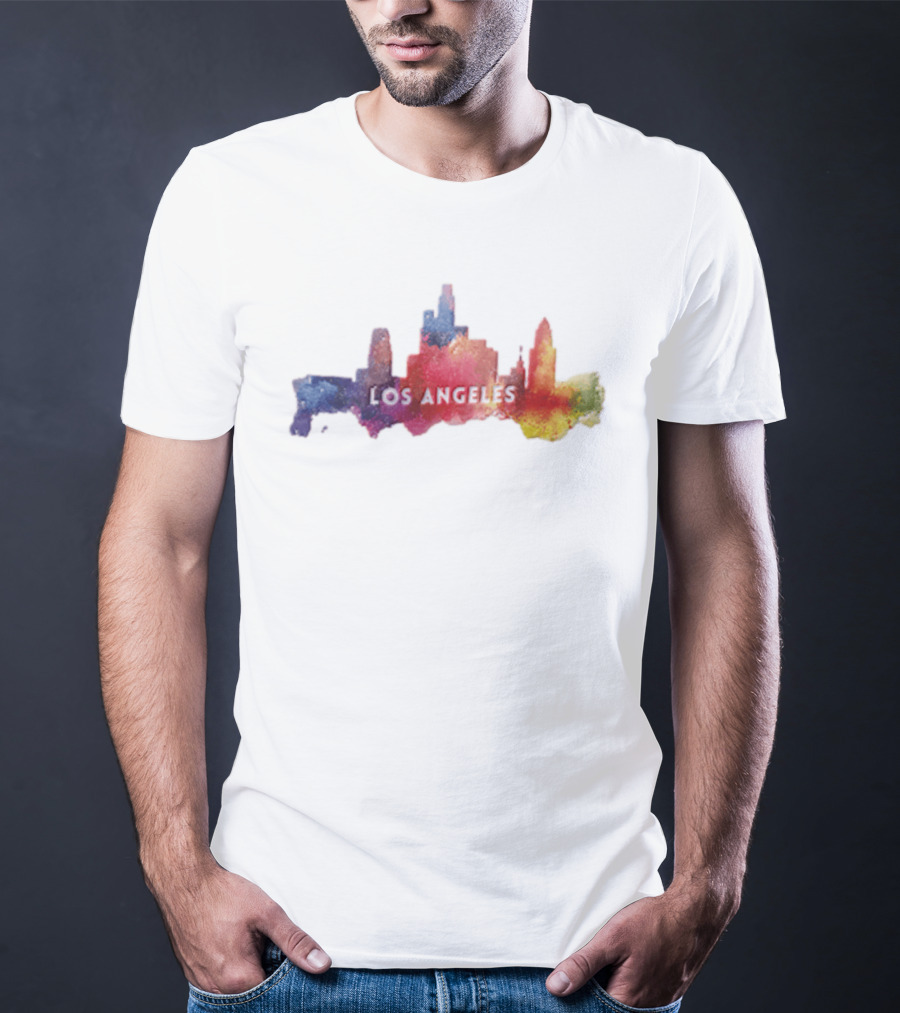Los Angeles Watercolor Cityscape California Urban Skyline T-Shirt