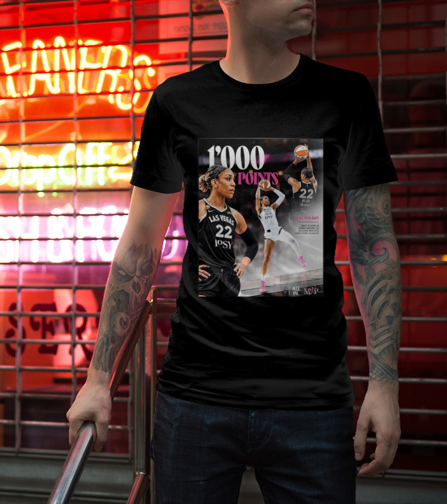 A'ja Wilson Las Vegas Aces 1000 Points Only Player In WNBA History Multiple 1000 Point Seasons T-Shirt