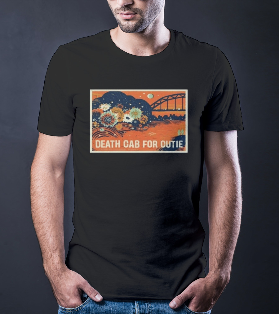 Death Cab For Cutie Gateshead UK 2026 Flowers And Bridge Art Print T-Shirt