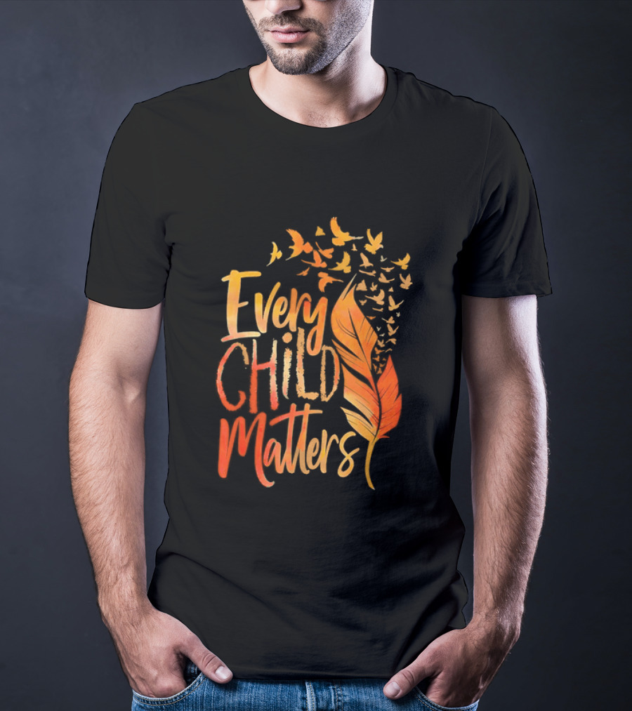 Every Child Matters Feather And Birds Orange Day Awareness T-Shirt