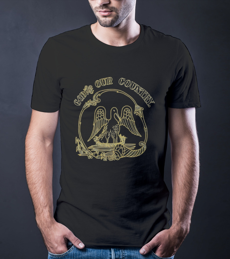 God And Our Country Pelican State Seal Patriotic T-Shirt
