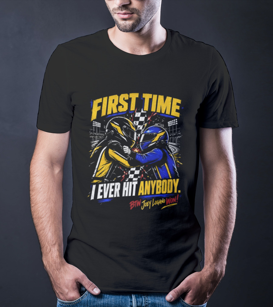 Hocevar Vs Blaney First Time I Ever Hit Anybody Boxing Helmet Fighters Joey Logano T-Shirt