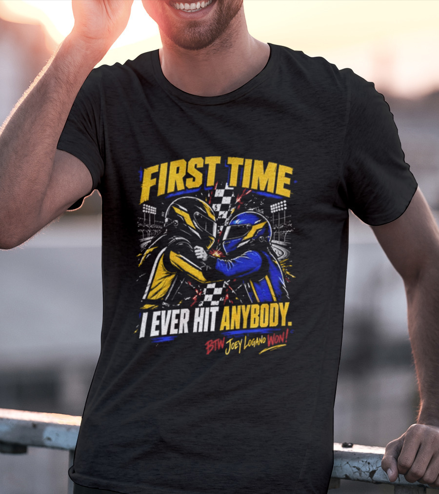 Hocevar Vs Blaney First Time I Ever Hit Anybody Boxing Helmet Fighters Joey Logano T-Shirt