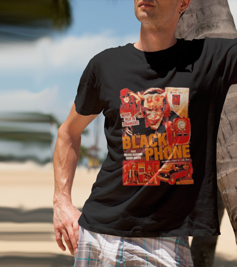 Never Talk To Strangers The Black Phone Original Story By Joe Hill Missing Child Red Phone Horror T-Shirt