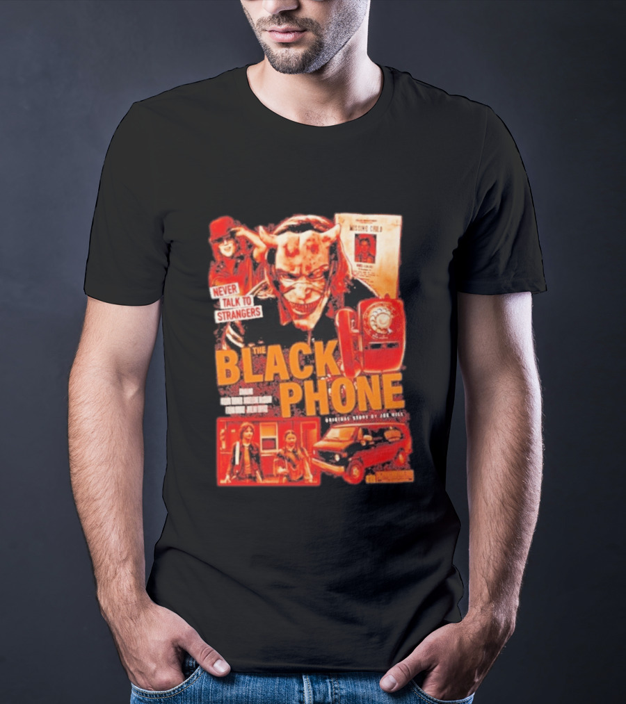 Never Talk To Strangers The Black Phone Original Story By Joe Hill Missing Child Red Phone Horror T-Shirt