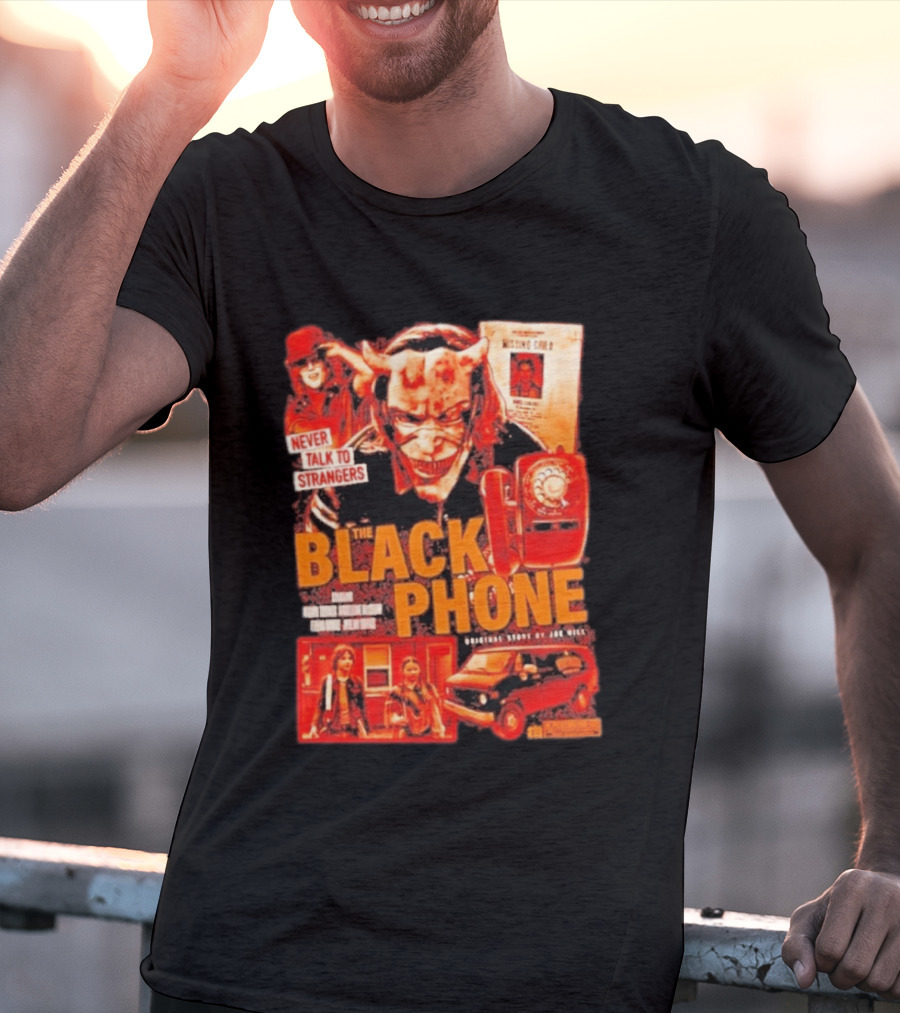 Never Talk To Strangers The Black Phone Original Story By Joe Hill Missing Child Red Phone Horror T-Shirt