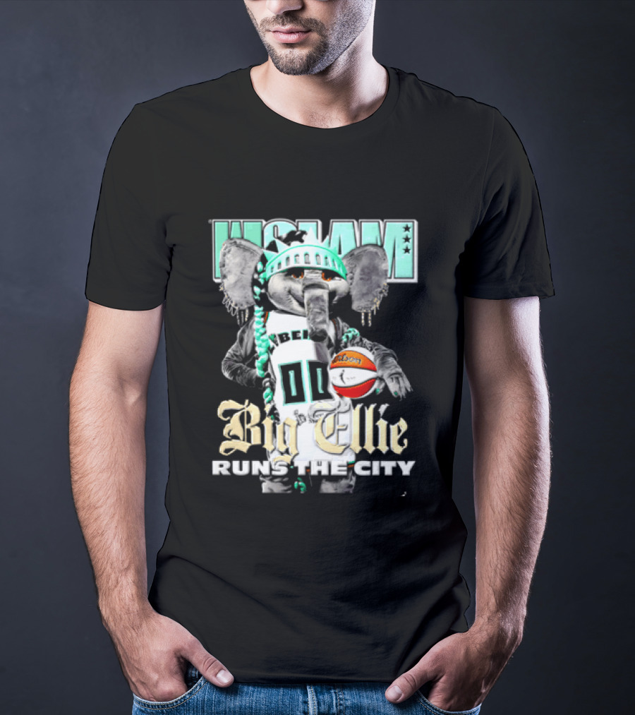 New York Liberty Big Ellie Runs The City Statue Crown Basketball T-Shirt