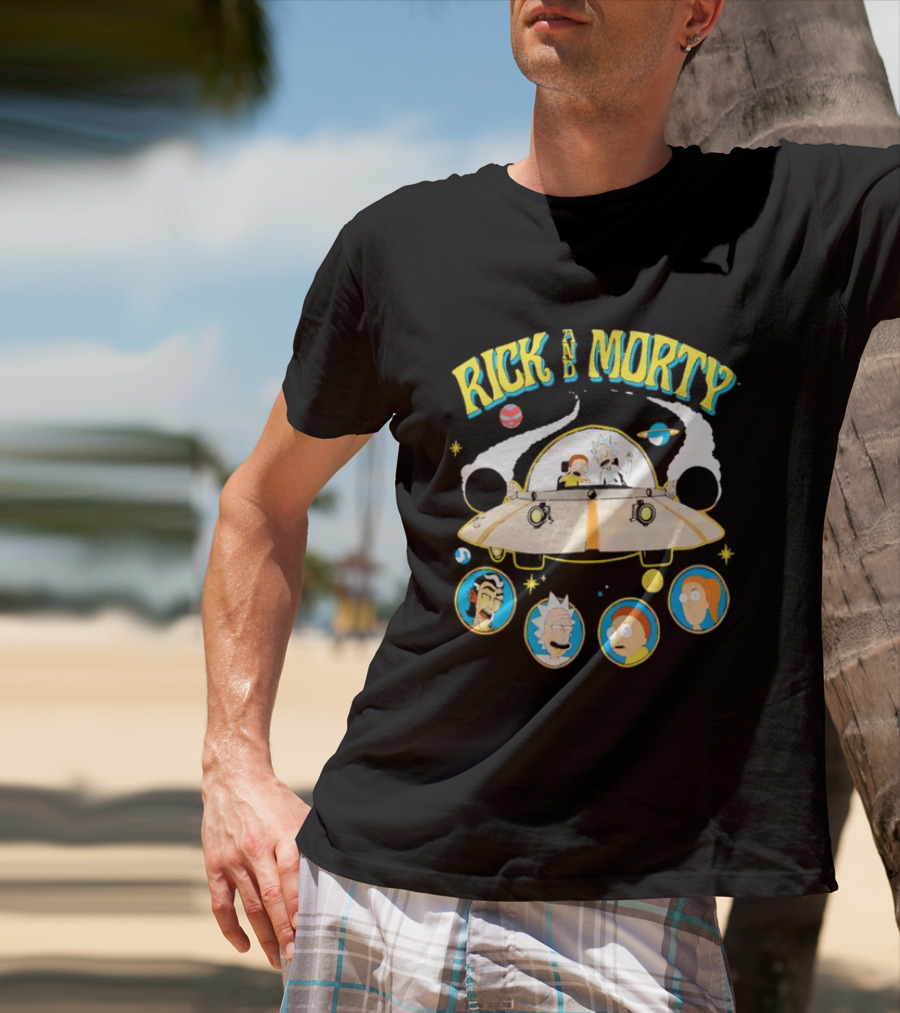 Rick And Morty Space Adventure UFO Characters Planets Adult Swim T-Shirt