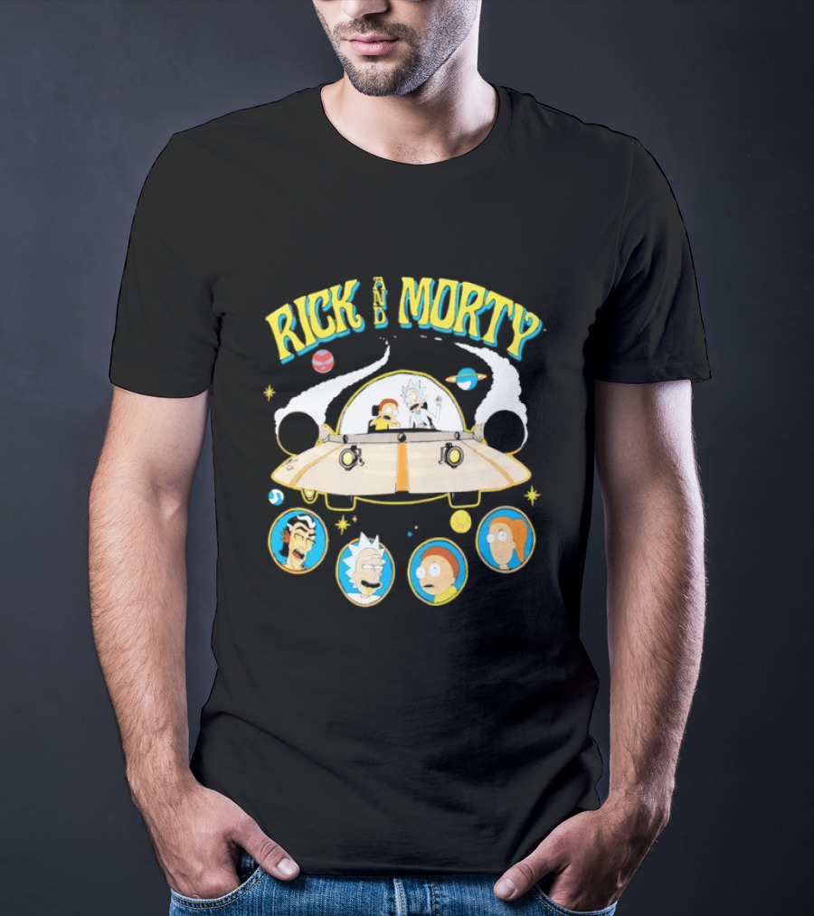 Rick And Morty Space Adventure UFO Characters Planets Adult Swim T-Shirt