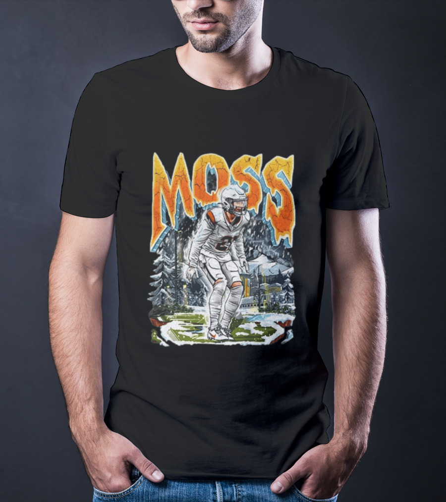 Moss Broncos Country Football Comic Style Winter Sports Scene T-Shirt