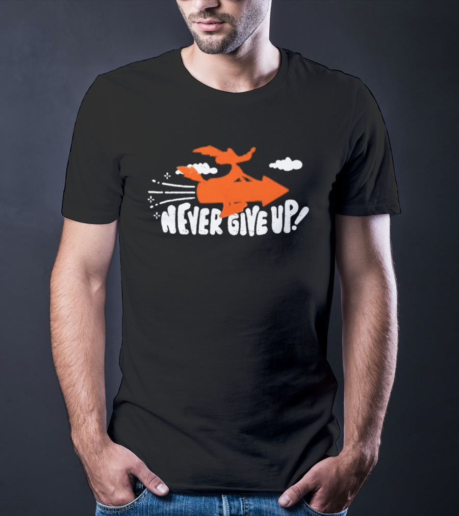 Never Give Up Rocket Distressed Vintage Motivational T-Shirt